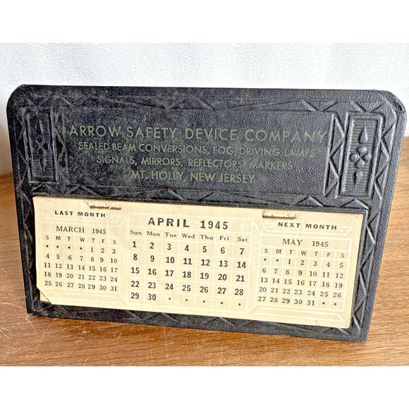 Arrow Safety Device Mt Holly New Jersey 1945 Advertising Calendar MCM Ads 1940s - Picture 1 of 8